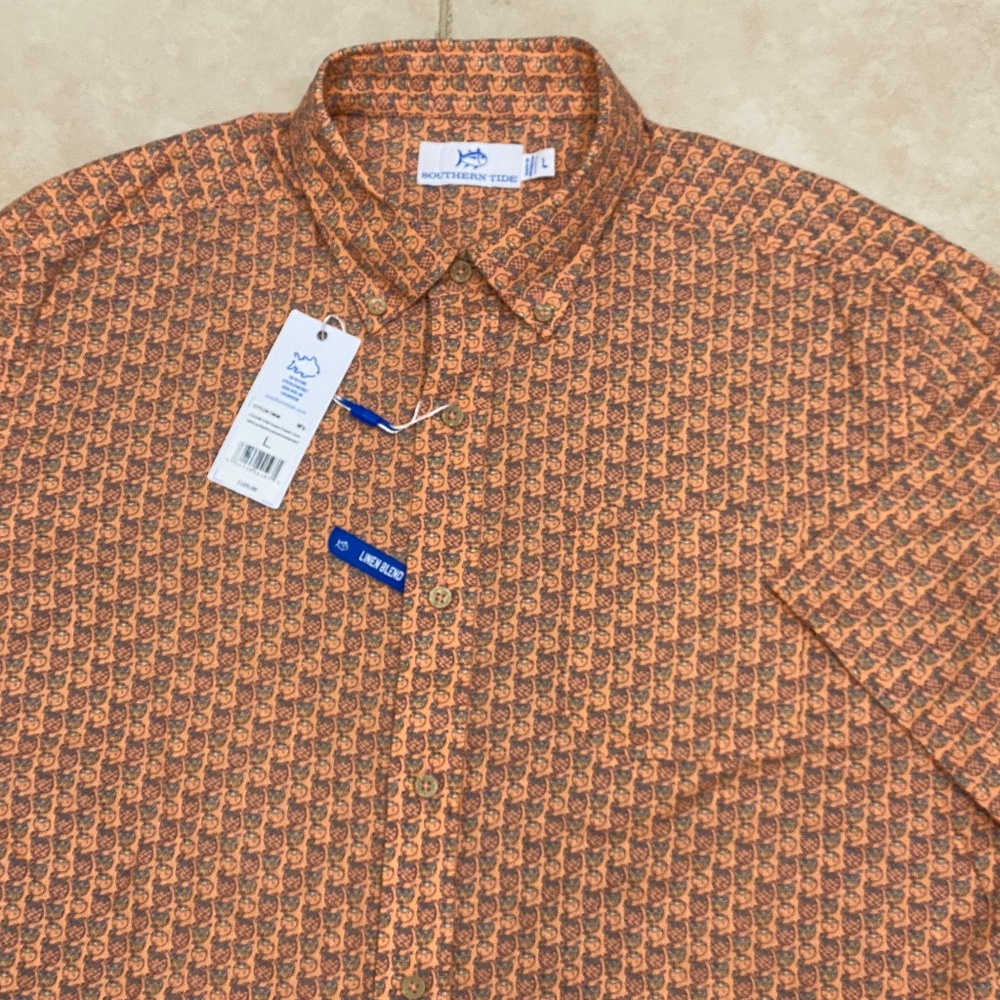 Southern Tide Short Sleeve Button Up Pocket Shirt Mens Size L